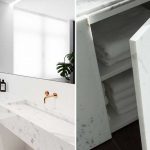 Calacatta marmo quasi bianco, mobili in marmo calacatto, bagni moderni di lusso, gre calacatta